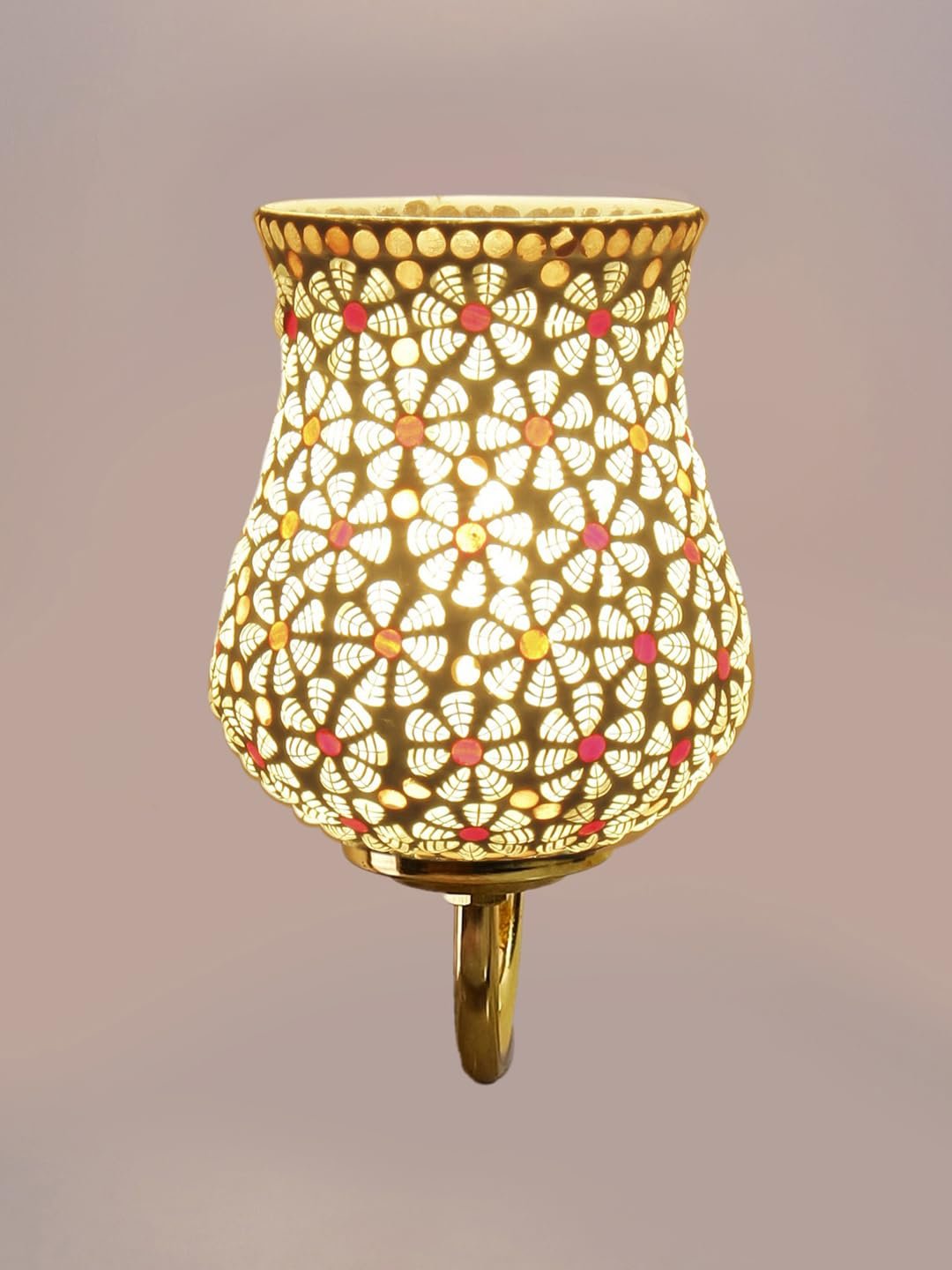 Multicolor Wall Lamp | Elegant Mosaic Glass & Wood Design | Stylish Ambient Light for Home, Office, Living Room, Bedroom, Hallway | Modern Decorative Wall Sconce - Model DBS31