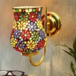 Multicolor Wall Lamp | Elegant Mosaic Glass & Wood Design | Stylish Ambient Light for Home, Office, Living Room, Bedroom, Hallway | Modern Decorative Wall Sconce – Model DBS32