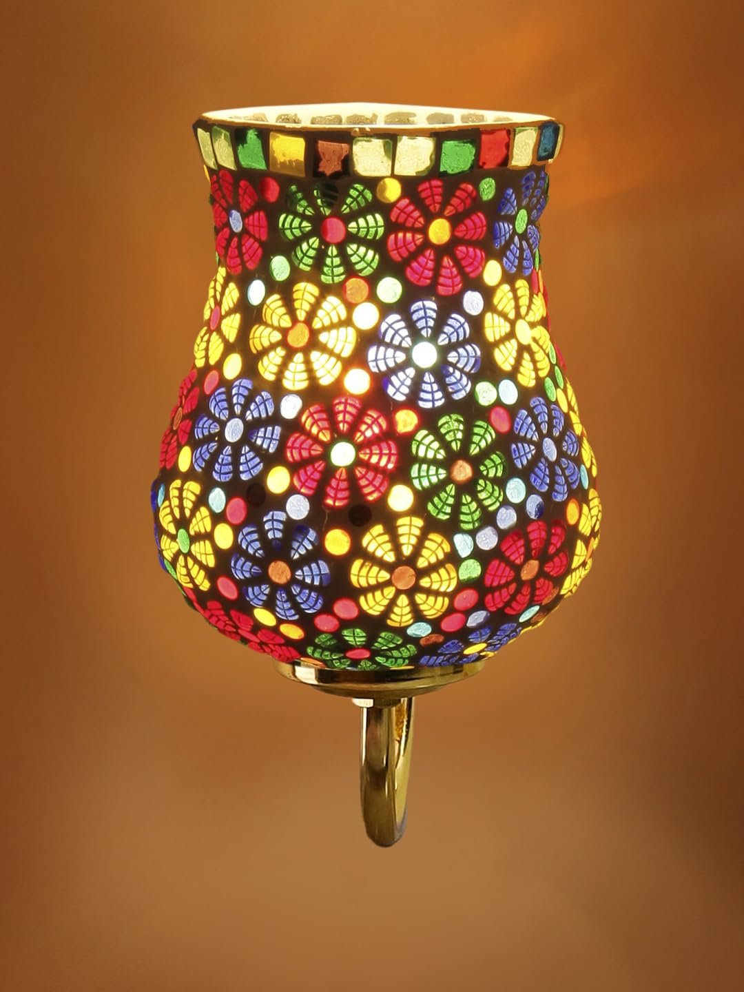 Multicolor Wall Lamp | Elegant Mosaic Glass & Wood Design | Stylish Ambient Light for Home, Office, Living Room, Bedroom, Hallway | Modern Decorative Wall Sconce - Model DBS32