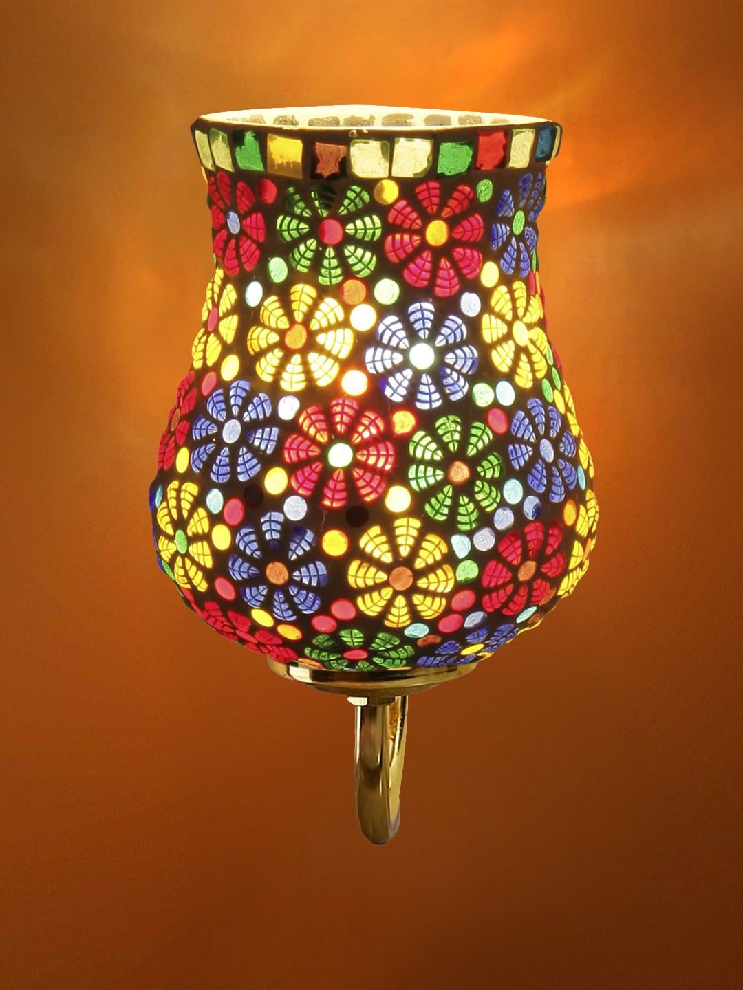Multicolor Wall Lamp | Elegant Mosaic Glass & Wood Design | Stylish Ambient Light for Home, Office, Living Room, Bedroom, Hallway | Modern Decorative Wall Sconce - Model DBS32