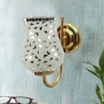 Multicolor Wall Lamp | Elegant Mosaic Glass & Wood Design | Stylish Ambient Light for Home, Office, Living Room, Bedroom, Hallway | Modern Decorative Wall Sconce – Model DBS33