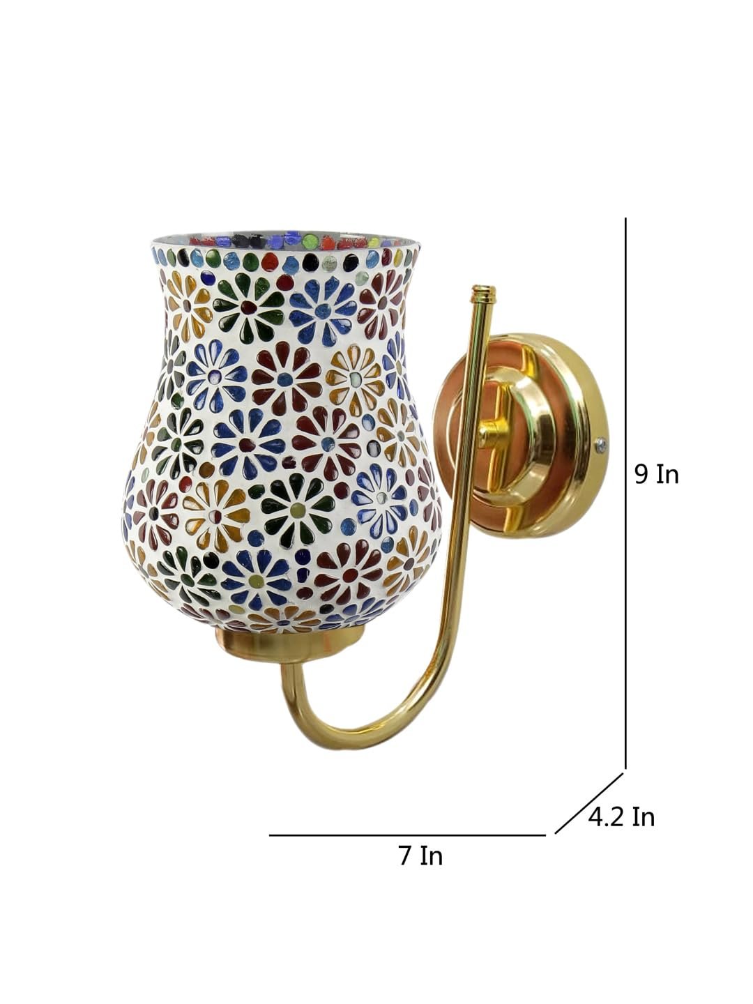 Multicolor Wall Lamp | Elegant Mosaic Glass & Wood Design | Stylish Ambient Light for Home, Office, Living Room, Bedroom, Hallway | Modern Decorative Wall Sconce - Model DBS34