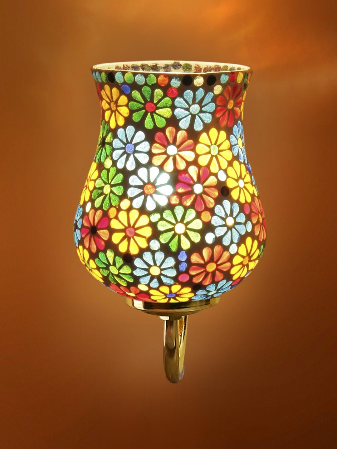 Multicolor Wall Lamp | Elegant Mosaic Glass & Wood Design | Stylish Ambient Light for Home, Office, Living Room, Bedroom, Hallway | Modern Decorative Wall Sconce - Model DBS34