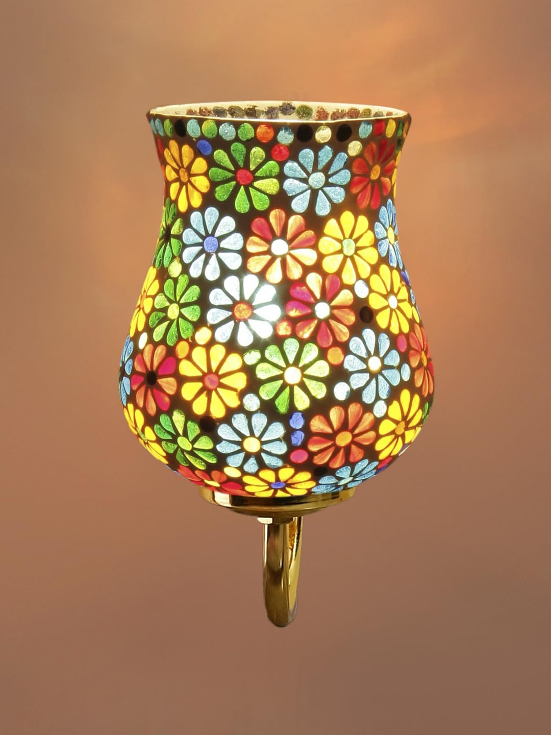 Multicolor Wall Lamp | Elegant Mosaic Glass & Wood Design | Stylish Ambient Light for Home, Office, Living Room, Bedroom, Hallway | Modern Decorative Wall Sconce - Model DBS34