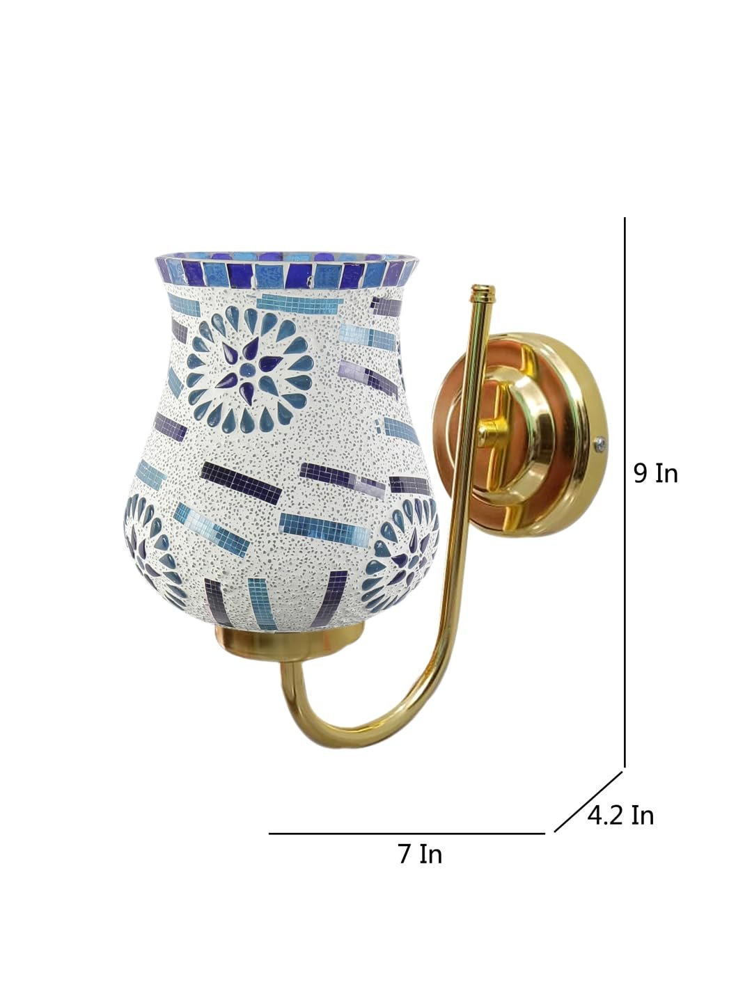 Multicolor Wall Lamp | Elegant Mosaic Glass & Wood Design | Stylish Ambient Light for Home, Office, Living Room, Bedroom, Hallway | Modern Decorative Wall Sconce - Model DBS35