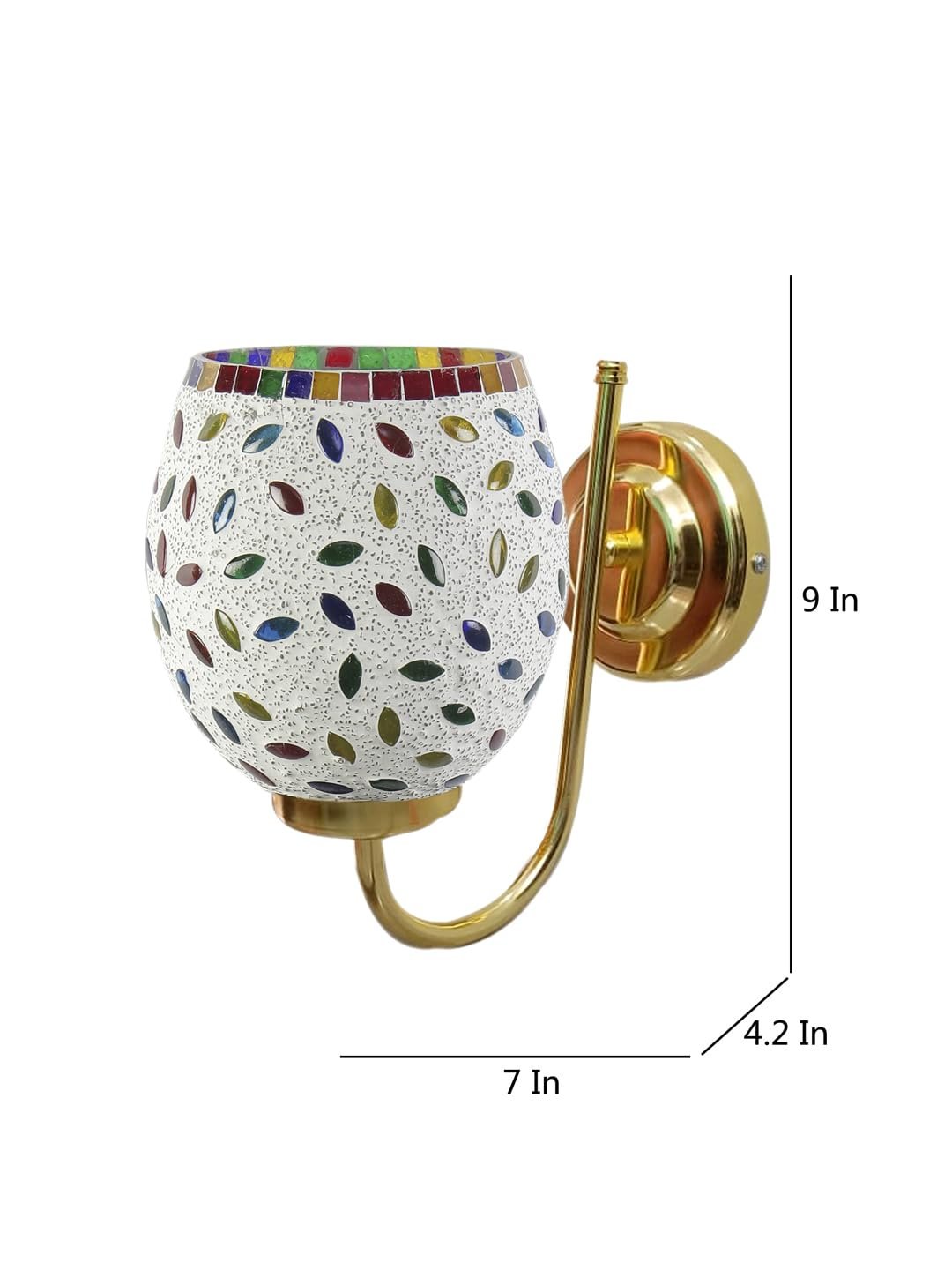Multicolor Wall Lamp | Elegant Mosaic Glass & Wood Design | Stylish Ambient Light for Home, Office, Living Room, Bedroom, Hallway | Modern Decorative Wall Sconce - Model DBS36