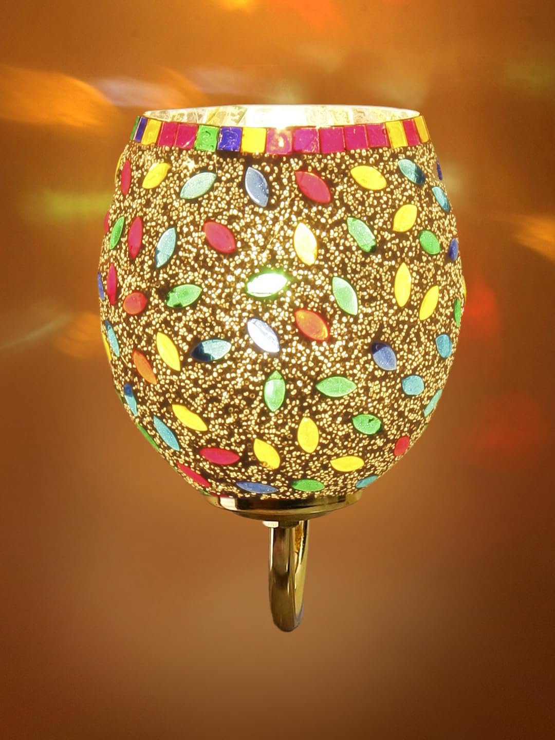Multicolor Wall Lamp | Elegant Mosaic Glass & Wood Design | Stylish Ambient Light for Home, Office, Living Room, Bedroom, Hallway | Modern Decorative Wall Sconce - Model DBS36