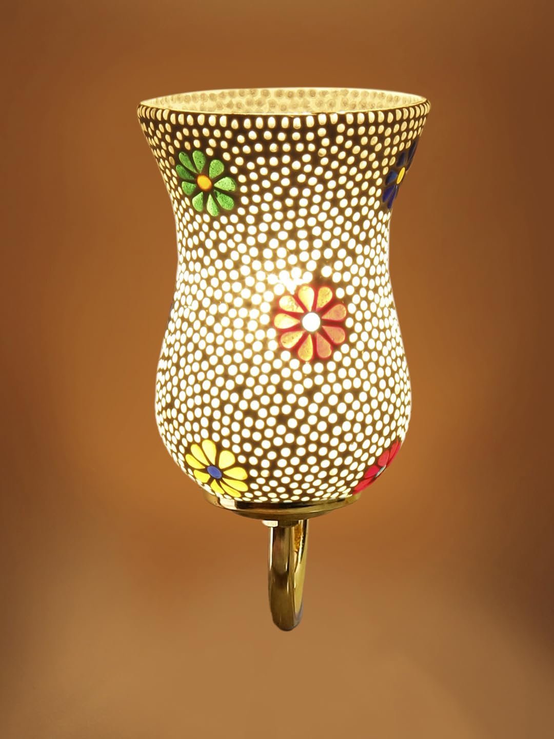 Multicolor Wall Lamp | Elegant Mosaic Glass & Wood Design | Stylish Ambient Light for Home, Office, Living Room, Bedroom, Hallway | Modern Decorative Wall Sconce - Model DBS37