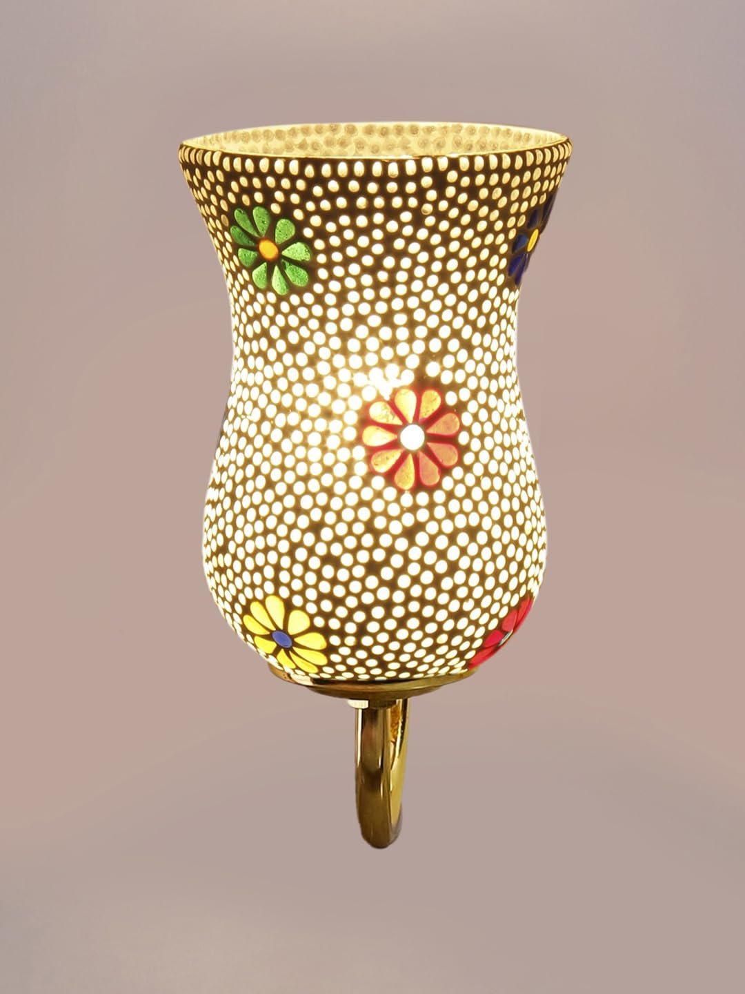 Multicolor Wall Lamp | Elegant Mosaic Glass & Wood Design | Stylish Ambient Light for Home, Office, Living Room, Bedroom, Hallway | Modern Decorative Wall Sconce - Model DBS37