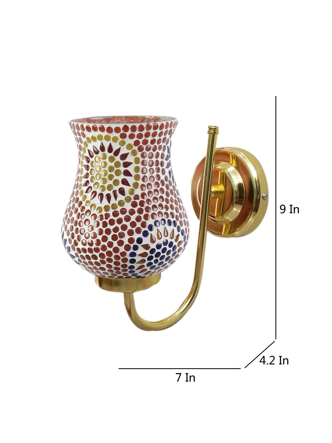 Multicolor Wall Lamp | Elegant Mosaic Glass & Wood Design | Stylish Ambient Light for Home, Office, Living Room, Bedroom, Hallway | Modern Decorative Wall Sconce - Model DBS38