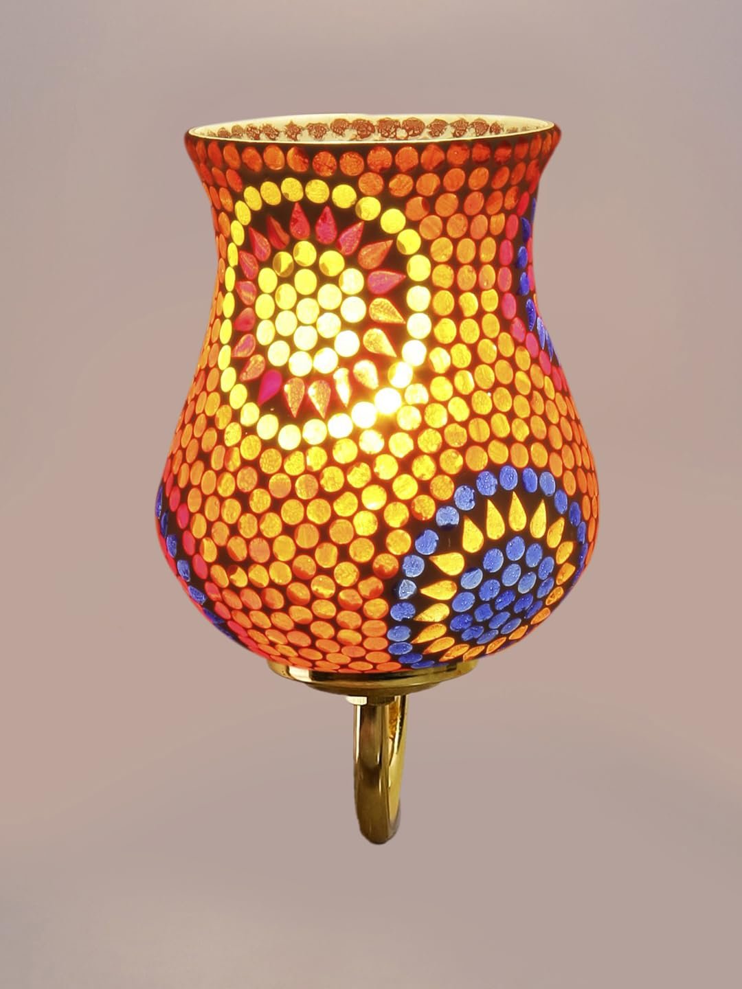 Multicolor Wall Lamp | Elegant Mosaic Glass & Wood Design | Stylish Ambient Light for Home, Office, Living Room, Bedroom, Hallway | Modern Decorative Wall Sconce - Model DBS38