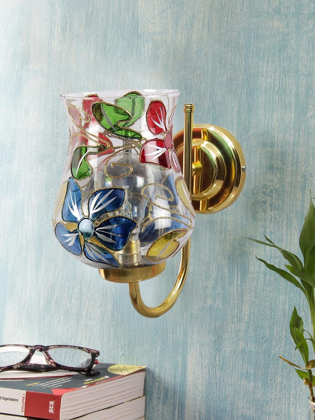 Multicolor Wall Lamp | Elegant Mosaic Glass & Wood Design | Stylish Ambient Light for Home, Office, Living Room, Bedroom, Hallway | Modern Decorative Wall Sconce - Model DBS39