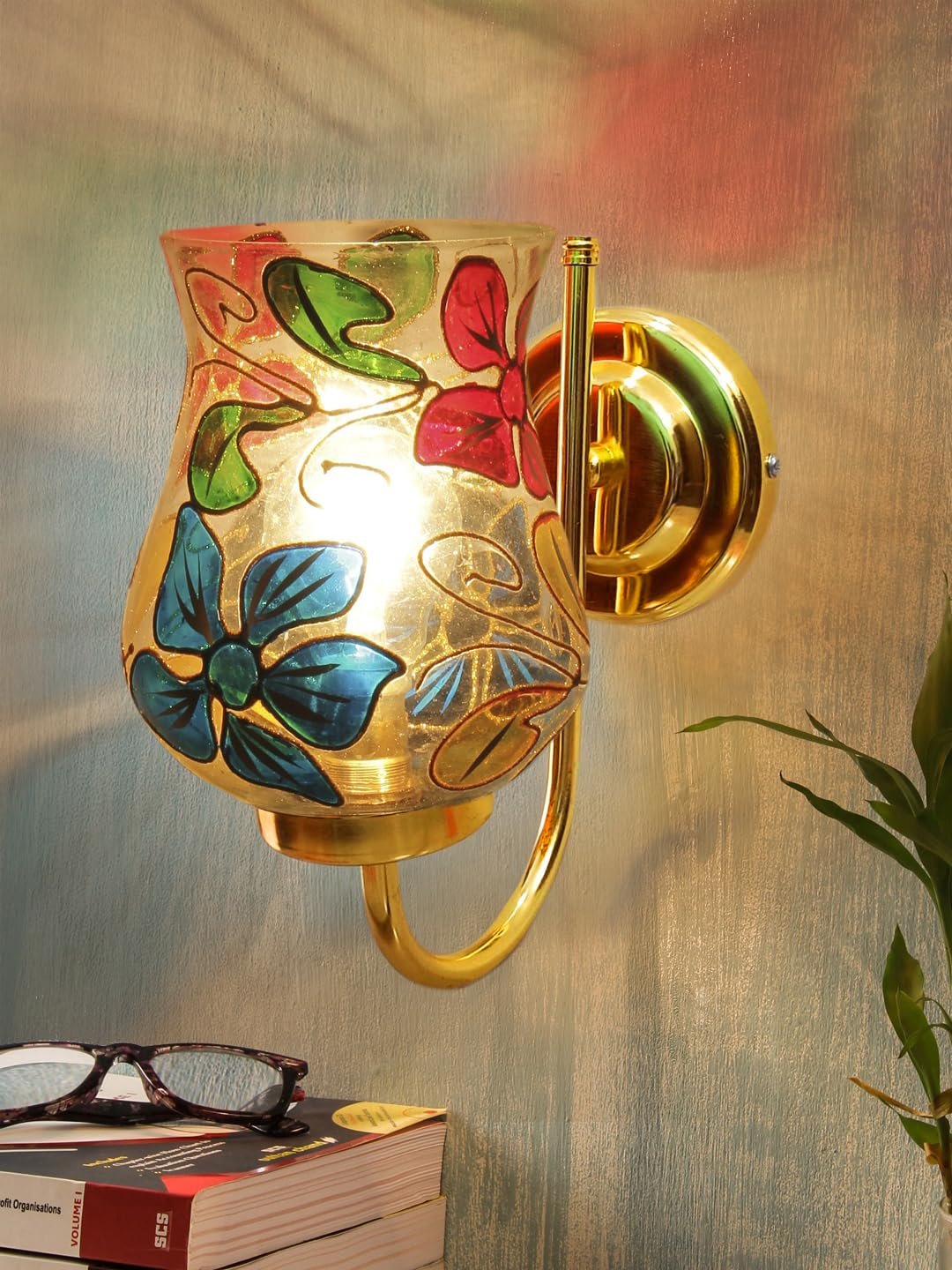 Multicolor Wall Lamp | Elegant Mosaic Glass & Wood Design | Stylish Ambient Light for Home, Office, Living Room, Bedroom, Hallway | Modern Decorative Wall Sconce - Model DBS39