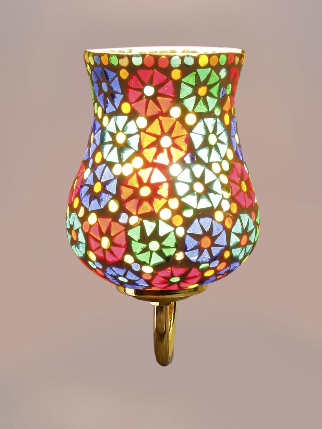 Multicolor Wall Lamp | Elegant Mosaic Glass & Wood Design | Stylish Ambient Light for Home, Office, Living Room, Bedroom, Hallway | Modern Decorative Wall Sconce - Model DBS41