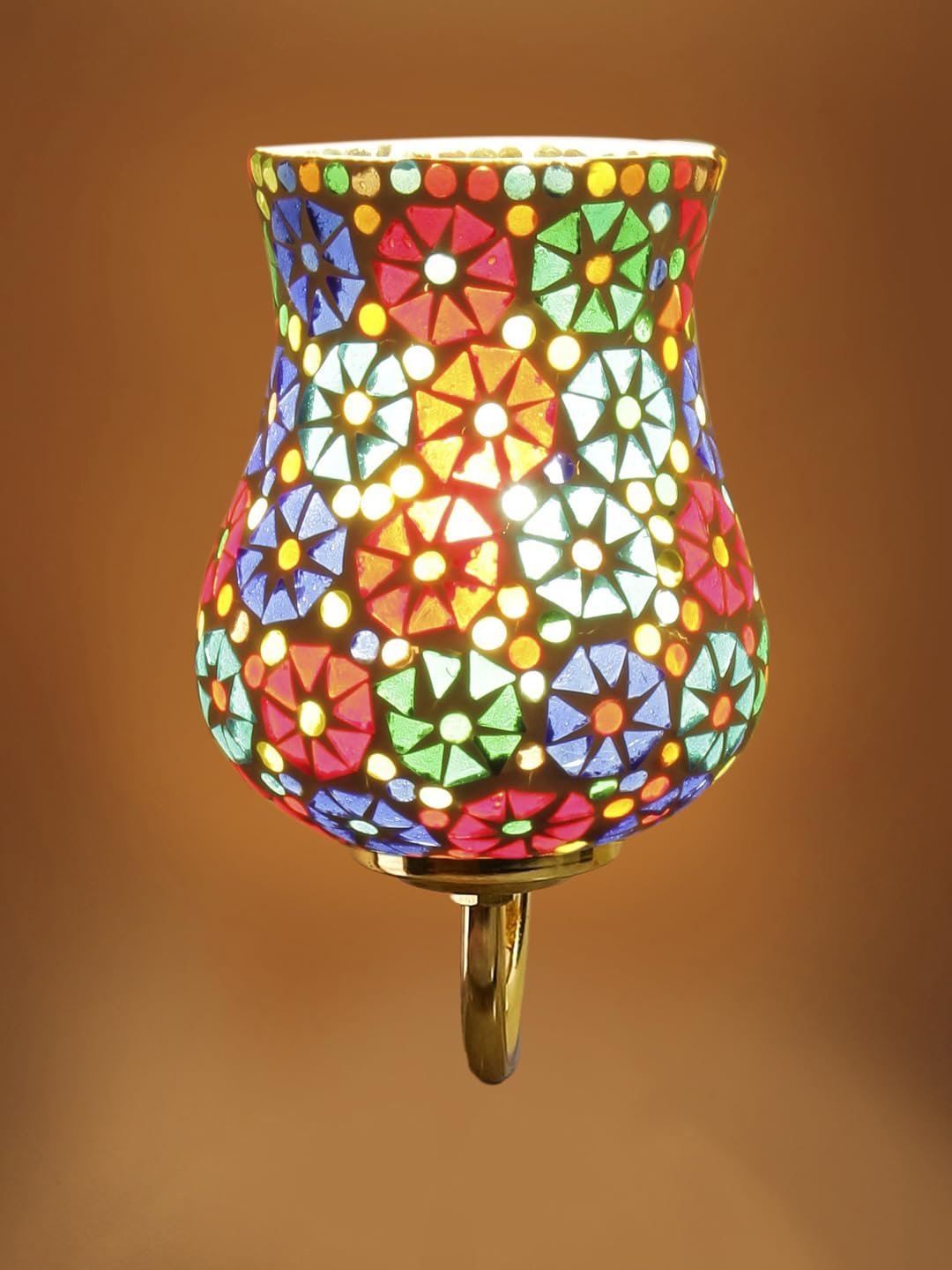Multicolor Wall Lamp | Elegant Mosaic Glass & Wood Design | Stylish Ambient Light for Home, Office, Living Room, Bedroom, Hallway | Modern Decorative Wall Sconce - Model DBS41