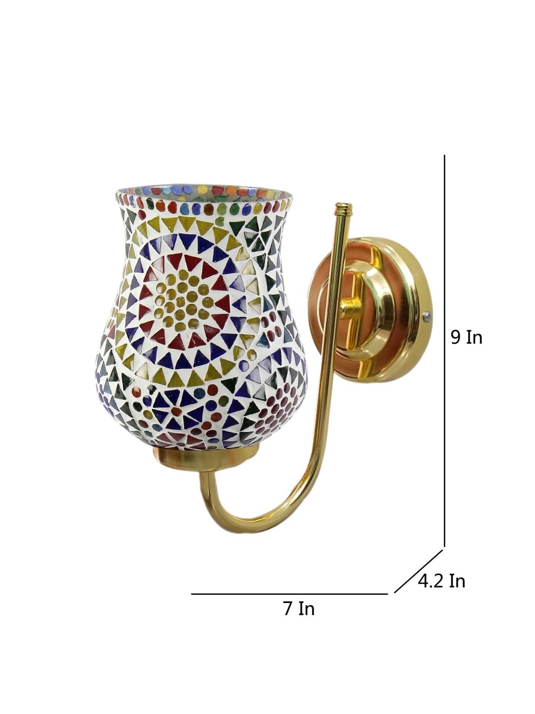 Multicolor Wall Lamp | Elegant Mosaic Glass & Wood Design | Stylish Ambient Light for Home, Office, Living Room, Bedroom, Hallway | Modern Decorative Wall Sconce - Model DBS42