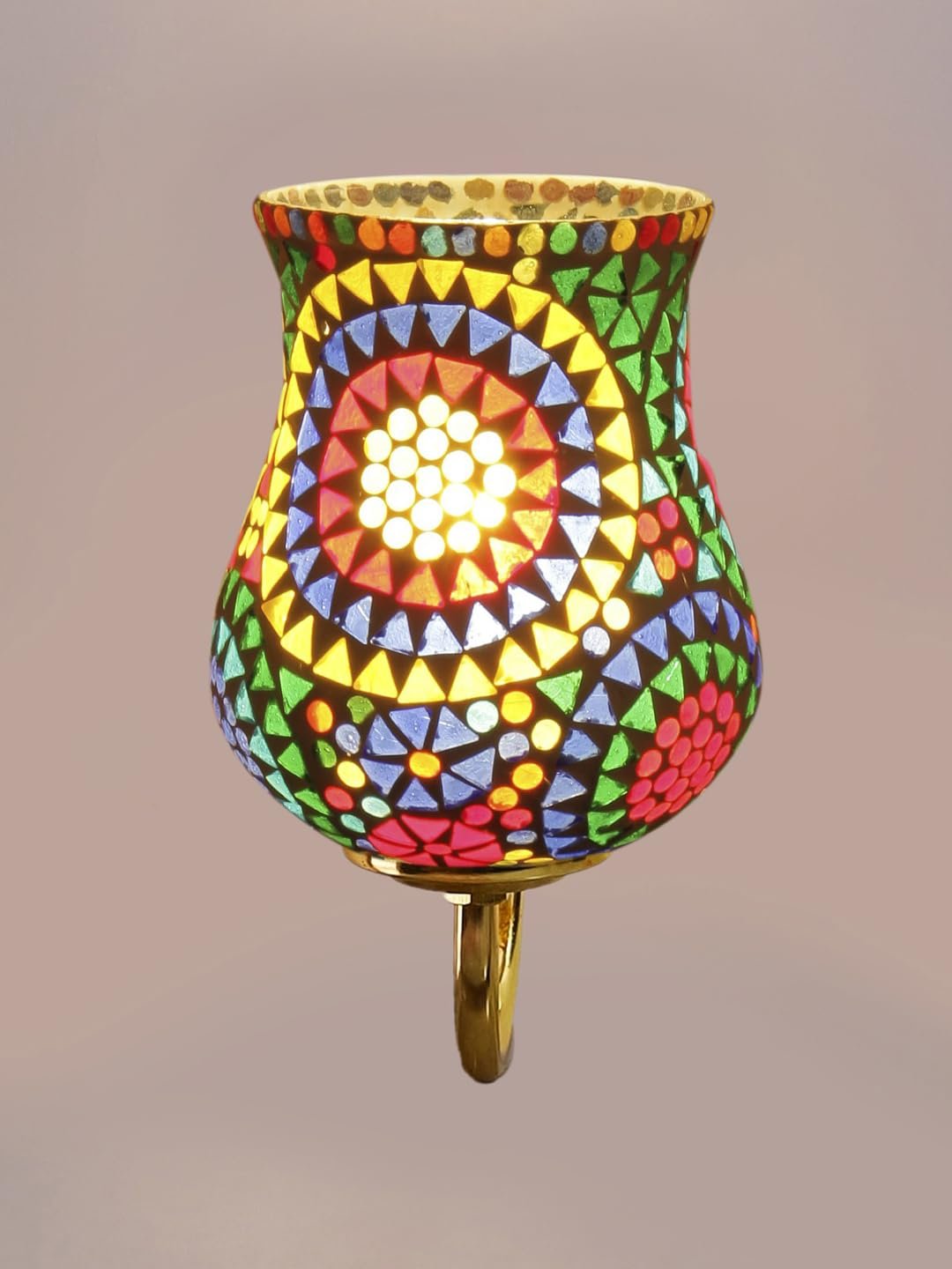 Multicolor Wall Lamp | Elegant Mosaic Glass & Wood Design | Stylish Ambient Light for Home, Office, Living Room, Bedroom, Hallway | Modern Decorative Wall Sconce - Model DBS42