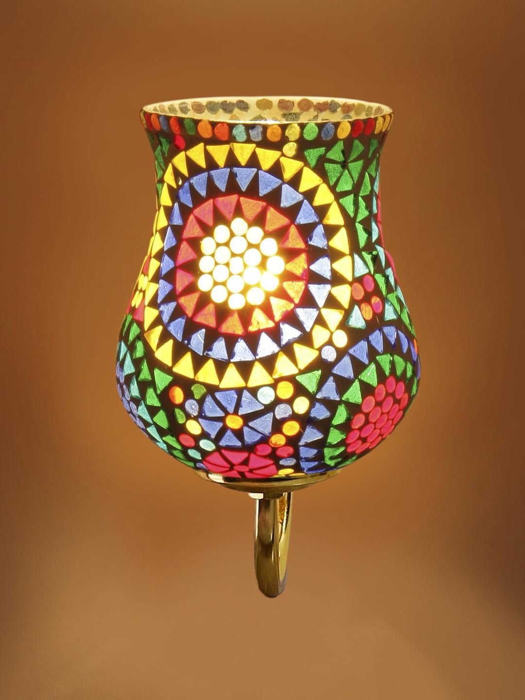 Multicolor Wall Lamp | Elegant Mosaic Glass & Wood Design | Stylish Ambient Light for Home, Office, Living Room, Bedroom, Hallway | Modern Decorative Wall Sconce - Model DBS42