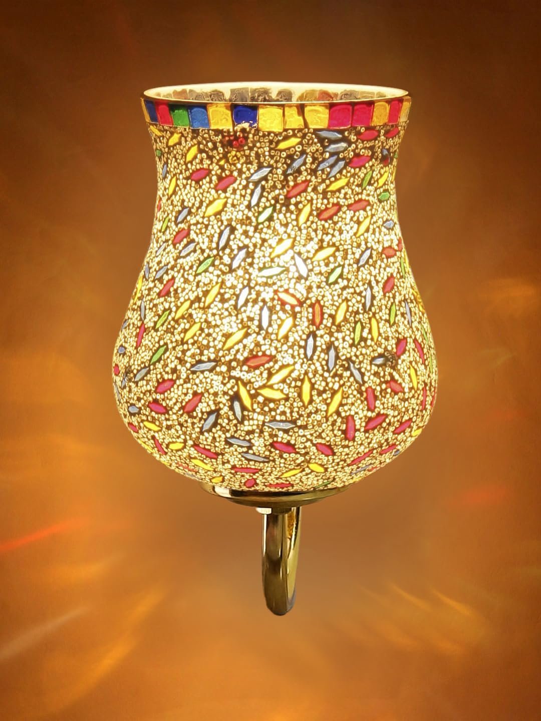 Multicolor Wall Lamp | Elegant Mosaic Glass & Wood Design | Stylish Ambient Light for Home, Office, Living Room, Bedroom, Hallway | Modern Decorative Wall Sconce - Model DBS43