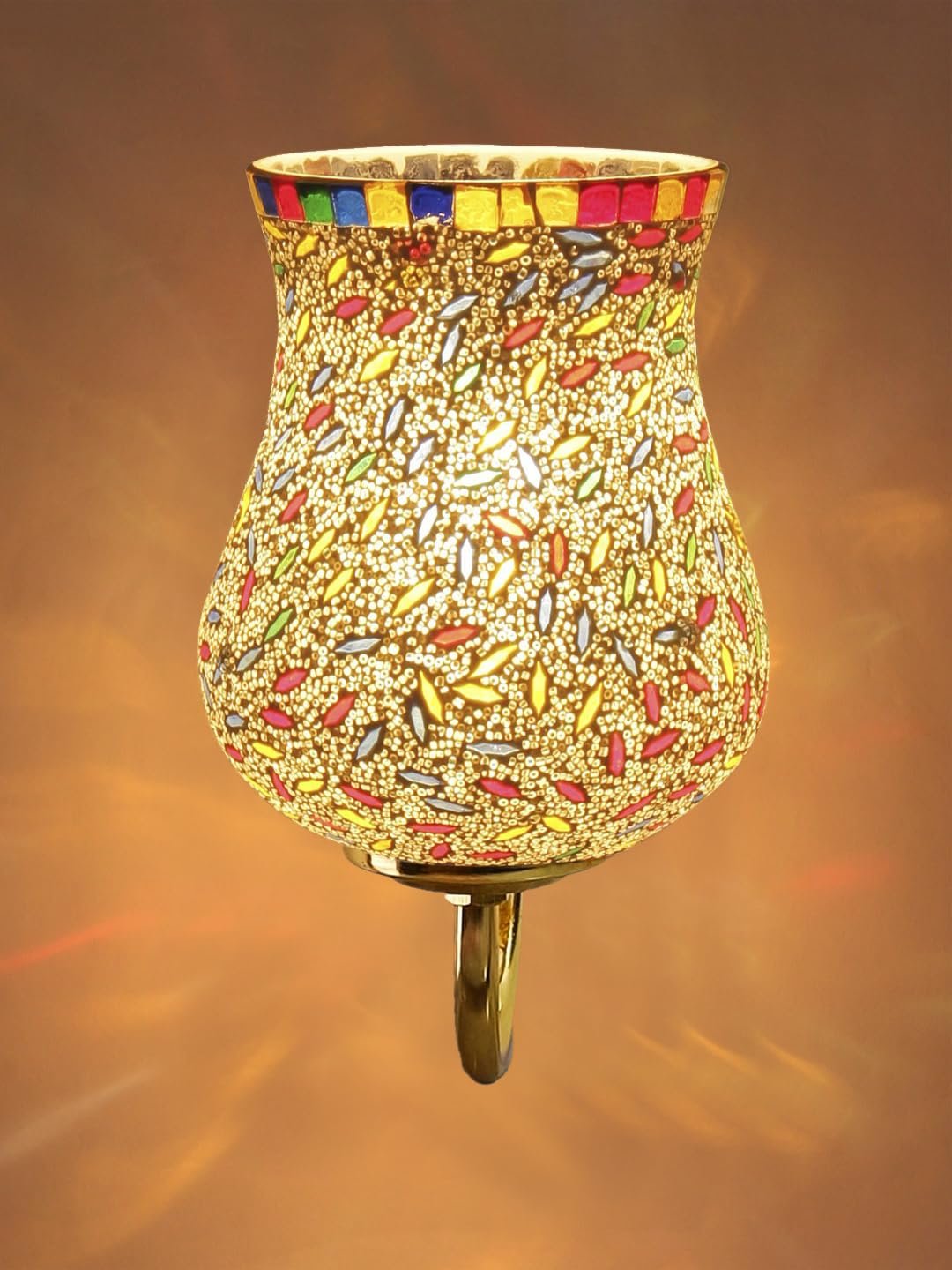 Multicolor Wall Lamp | Elegant Mosaic Glass & Wood Design | Stylish Ambient Light for Home, Office, Living Room, Bedroom, Hallway | Modern Decorative Wall Sconce - Model DBS43