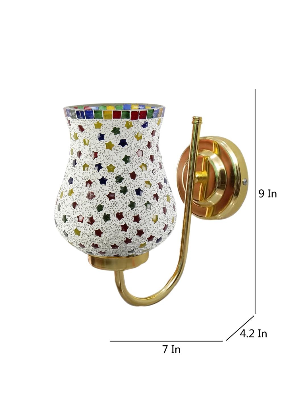 Multicolor Wall Lamp | Elegant Mosaic Glass & Wood Design | Stylish Ambient Light for Home, Office, Living Room, Bedroom, Hallway | Modern Decorative Wall Sconce - Model DBS44