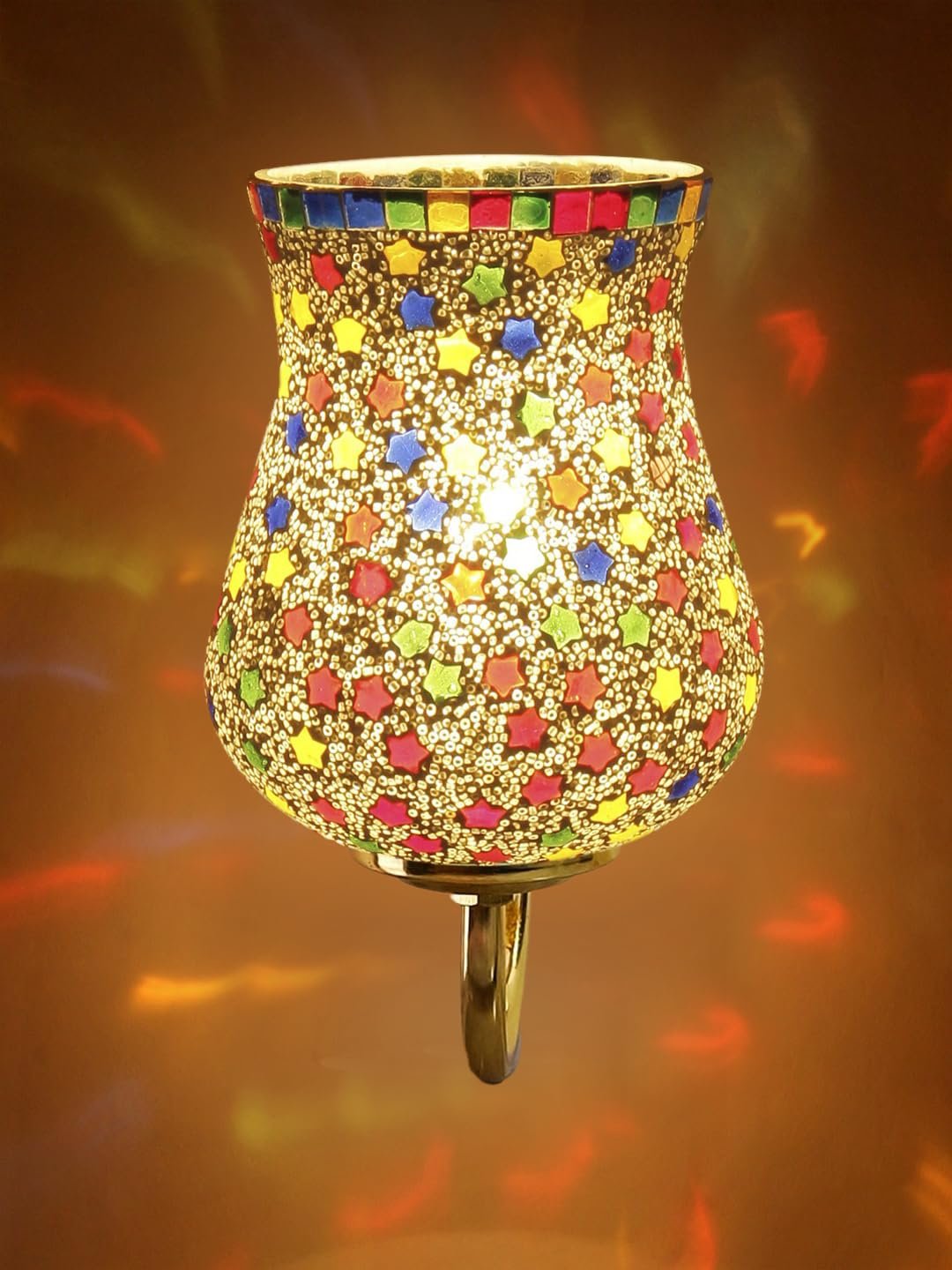 Multicolor Wall Lamp | Elegant Mosaic Glass & Wood Design | Stylish Ambient Light for Home, Office, Living Room, Bedroom, Hallway | Modern Decorative Wall Sconce - Model DBS44