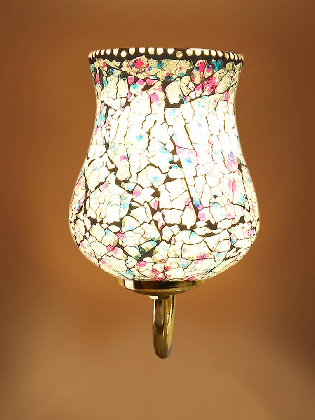 Multicolor Wall Lamp | Elegant Mosaic Glass & Wood Design | Stylish Ambient Light for Home, Office, Living Room, Bedroom, Hallway | Modern Decorative Wall Sconce - Model DBS45