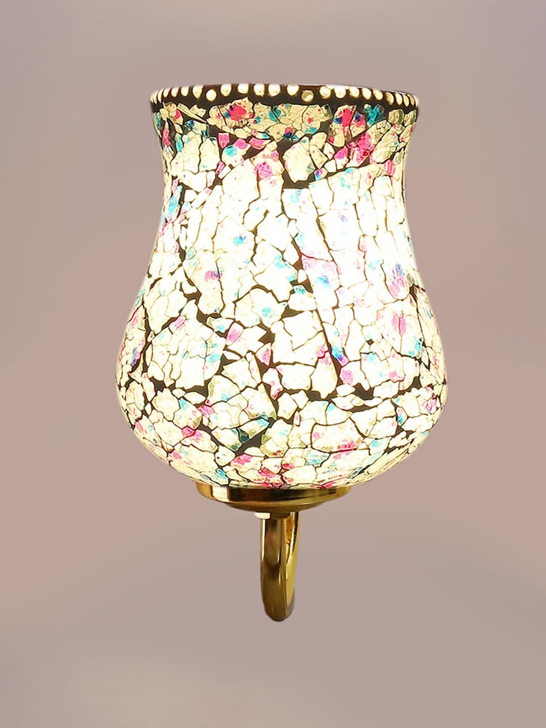 Multicolor Wall Lamp | Elegant Mosaic Glass & Wood Design | Stylish Ambient Light for Home, Office, Living Room, Bedroom, Hallway | Modern Decorative Wall Sconce - Model DBS45