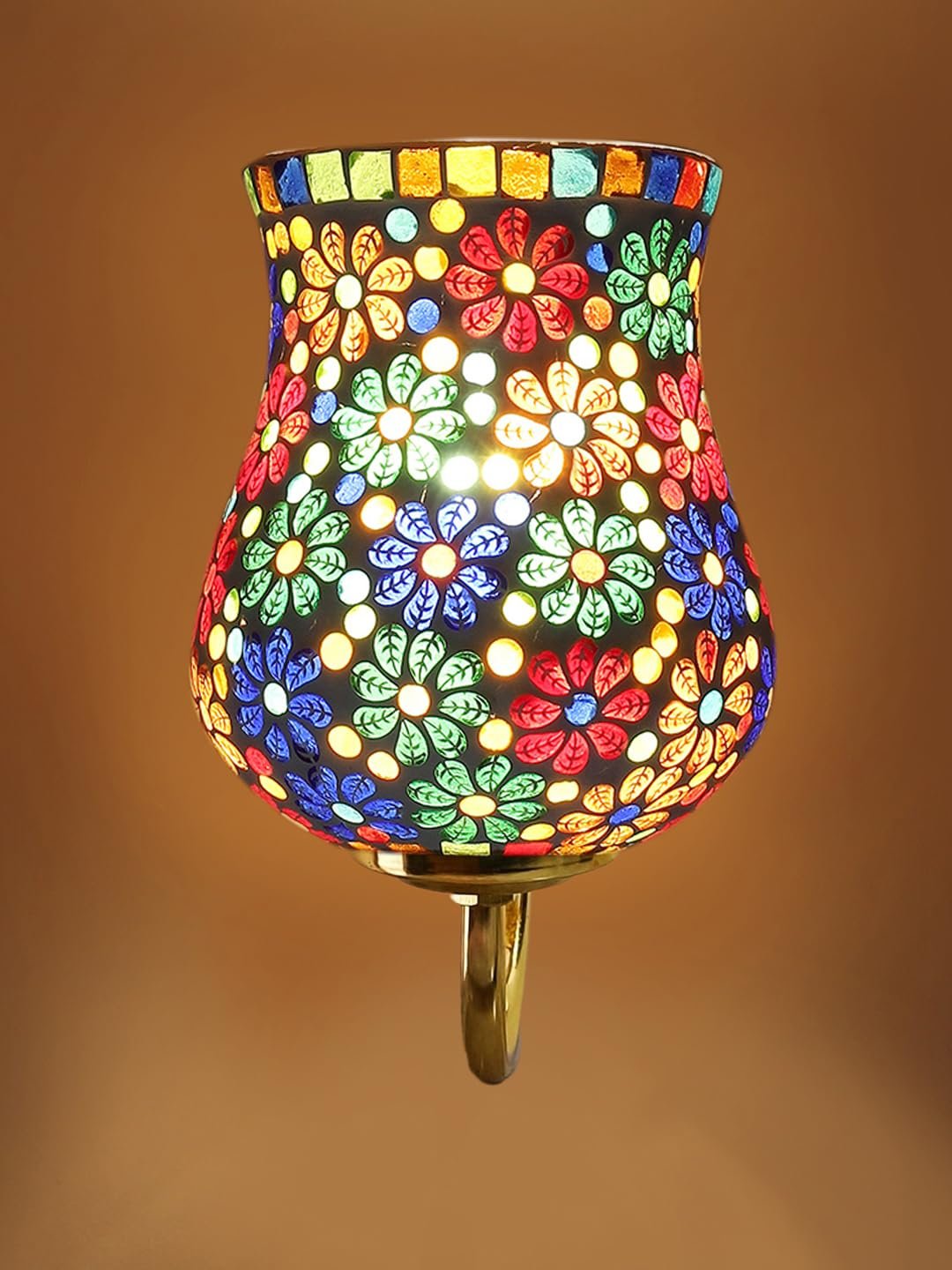 Multicolor Wall Lamp | Elegant Mosaic Glass & Wood Design | Stylish Ambient Light for Home, Office, Living Room, Bedroom, Hallway | Modern Decorative Wall Sconce - Model DBS46