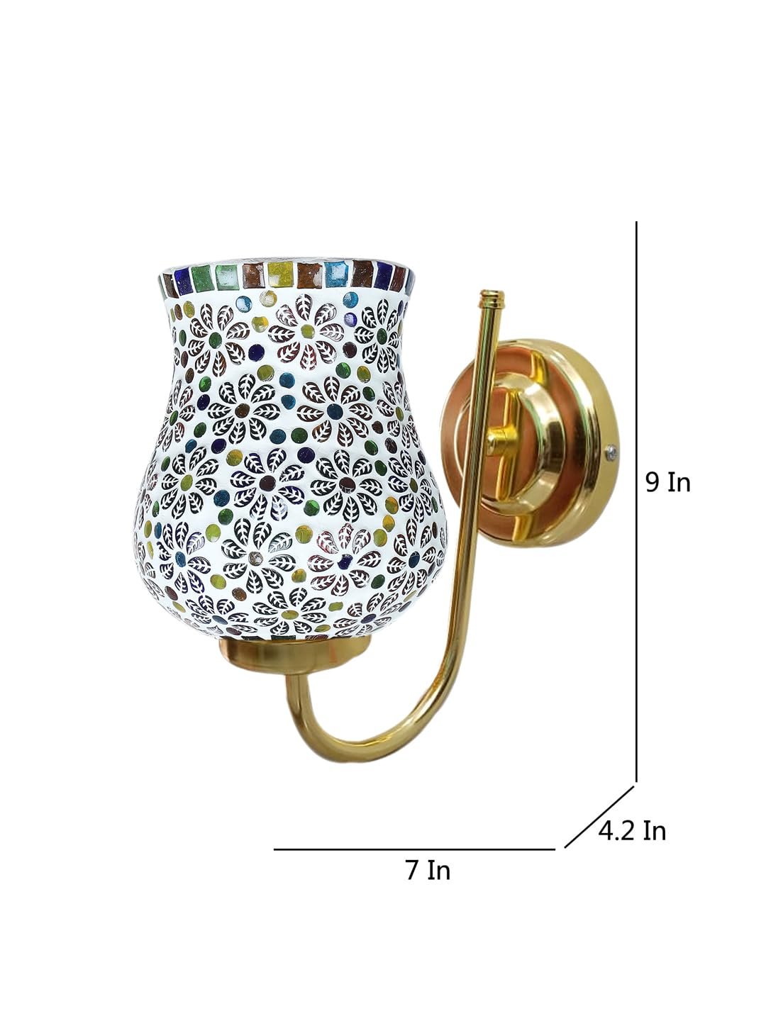 Multicolor Wall Lamp | Elegant Mosaic Glass & Wood Design | Stylish Ambient Light for Home, Office, Living Room, Bedroom, Hallway | Modern Decorative Wall Sconce - Model DBS46