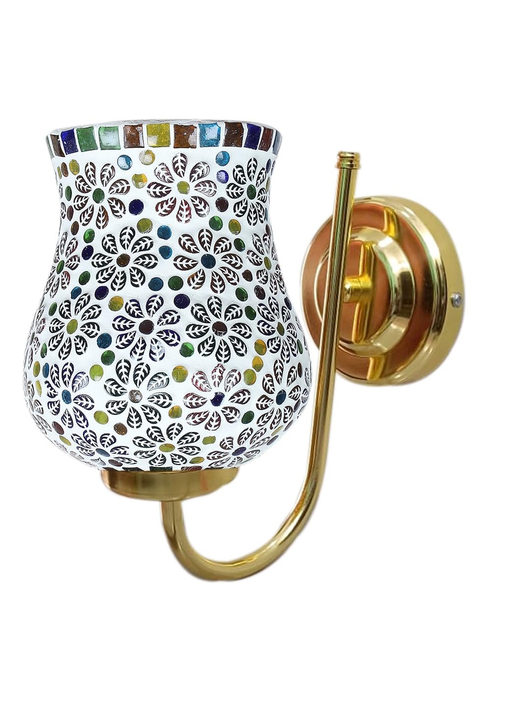 Multicolor Wall Lamp | Elegant Mosaic Glass & Wood Design | Stylish Ambient Light for Home, Office, Living Room, Bedroom, Hallway | Modern Decorative Wall Sconce - Model DBS46