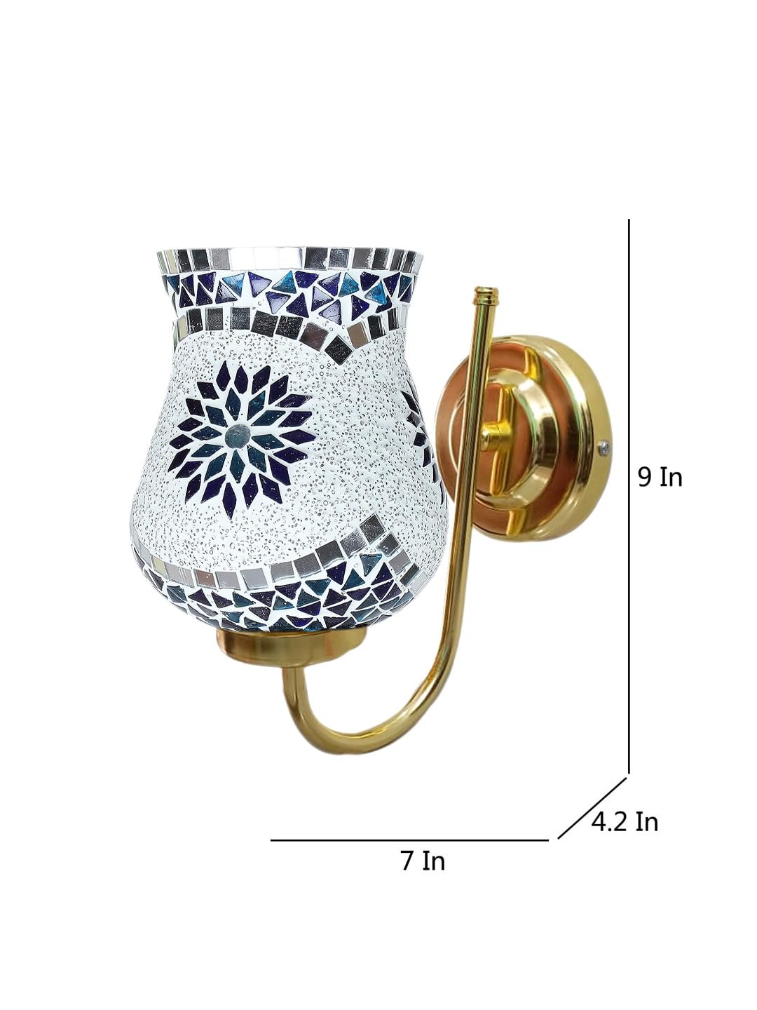 Multicolor Wall Lamp | Elegant Mosaic Glass & Wood Design | Stylish Ambient Light for Home, Office, Living Room, Bedroom, Hallway | Modern Decorative Wall Sconce - Model DBS47