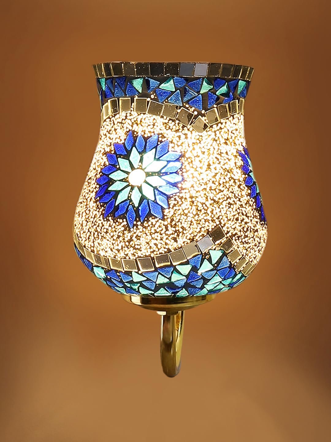 Multicolor Wall Lamp | Elegant Mosaic Glass & Wood Design | Stylish Ambient Light for Home, Office, Living Room, Bedroom, Hallway | Modern Decorative Wall Sconce - Model DBS47