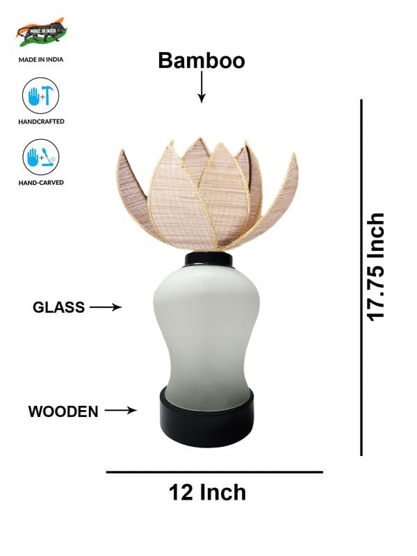 Multicolor Table Lamp | Artistic Mosaic Glass with Sturdy Wood Base | Decorative Ambient Light for Home D�cor | Perfect Blend of Modern & Traditional Style - Model DDG100