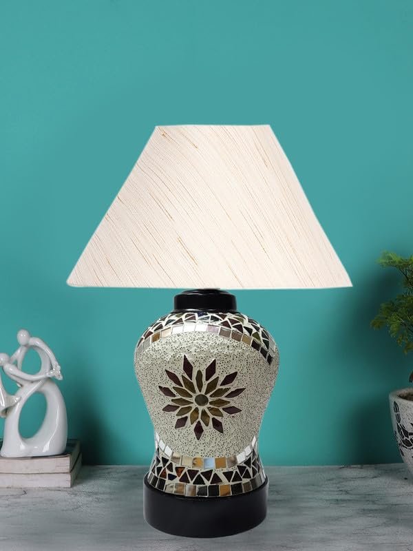 Multicolor Table Lamp | Artistic Mosaic Glass with Sturdy Wood Base | Decorative Ambient Light for Home D�cor | Perfect Blend of Modern & Traditional Style - Model DDG51