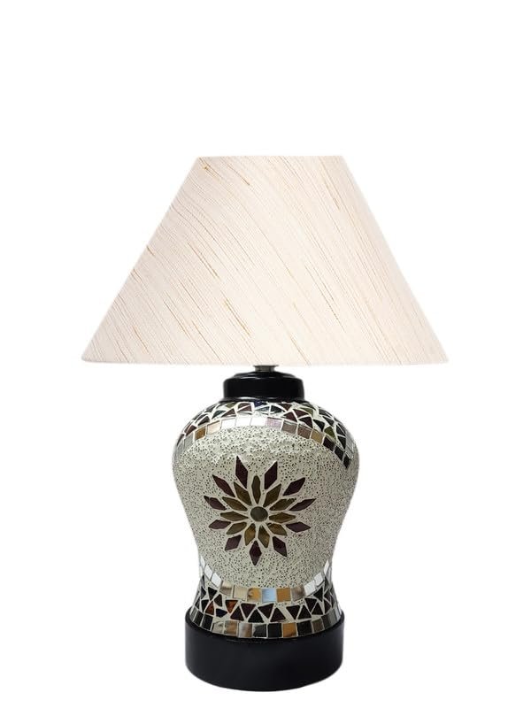 Multicolor Table Lamp | Artistic Mosaic Glass with Sturdy Wood Base | Decorative Ambient Light for Home D�cor | Perfect Blend of Modern & Traditional Style - Model DDG51
