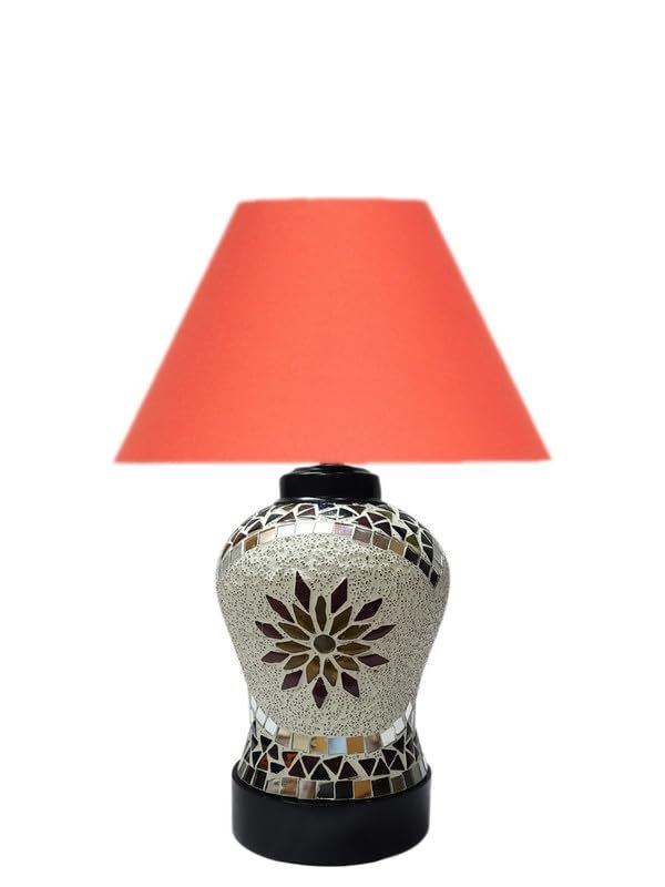 Multicolor Table Lamp | Artistic Mosaic Glass with Sturdy Wood Base | Decorative Ambient Light for Home D�cor | Perfect Blend of Modern & Traditional Style - Model DDG54