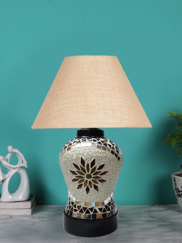 Multicolor Table Lamp | Artistic Mosaic Glass with Sturdy Wood Base | Decorative Ambient Light for Home D�cor | Perfect Blend of Modern & Traditional Style - Model DDG58