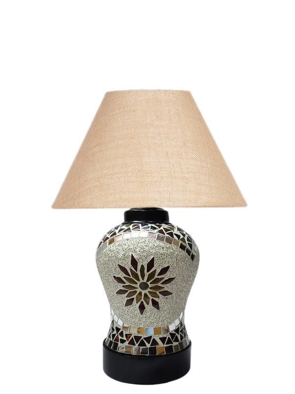 Multicolor Table Lamp | Artistic Mosaic Glass with Sturdy Wood Base | Decorative Ambient Light for Home D�cor | Perfect Blend of Modern & Traditional Style - Model DDG58