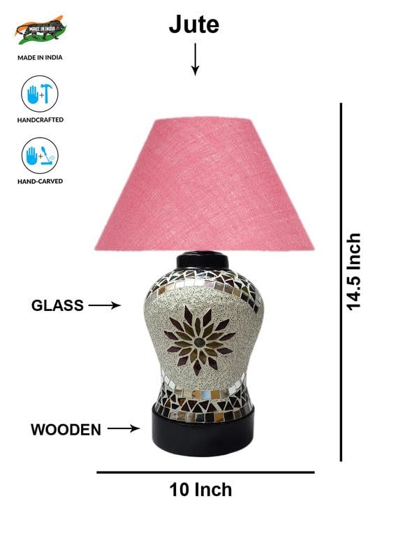 Multicolor Table Lamp | Artistic Mosaic Glass with Sturdy Wood Base | Decorative Ambient Light for Home D�cor | Perfect Blend of Modern & Traditional Style - Model DDG59