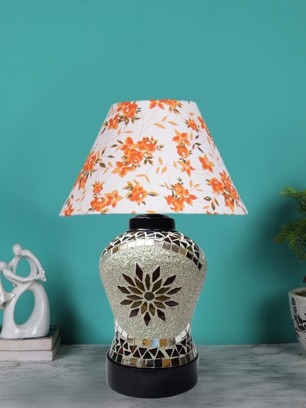 Multicolor Table Lamp | Artistic Mosaic Glass with Sturdy Wood Base | Decorative Ambient Light for Home D�cor | Perfect Blend of Modern & Traditional Style - Model DDG63