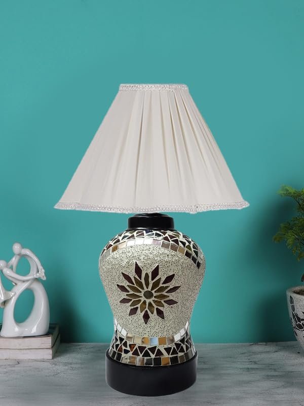 Multicolor Table Lamp | Artistic Mosaic Glass with Sturdy Wood Base | Decorative Ambient Light for Home D�cor | Perfect Blend of Modern & Traditional Style - Model DDG70
