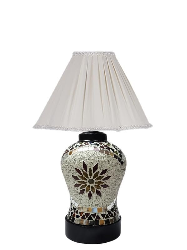 Multicolor Table Lamp | Artistic Mosaic Glass with Sturdy Wood Base | Decorative Ambient Light for Home D�cor | Perfect Blend of Modern & Traditional Style - Model DDG70