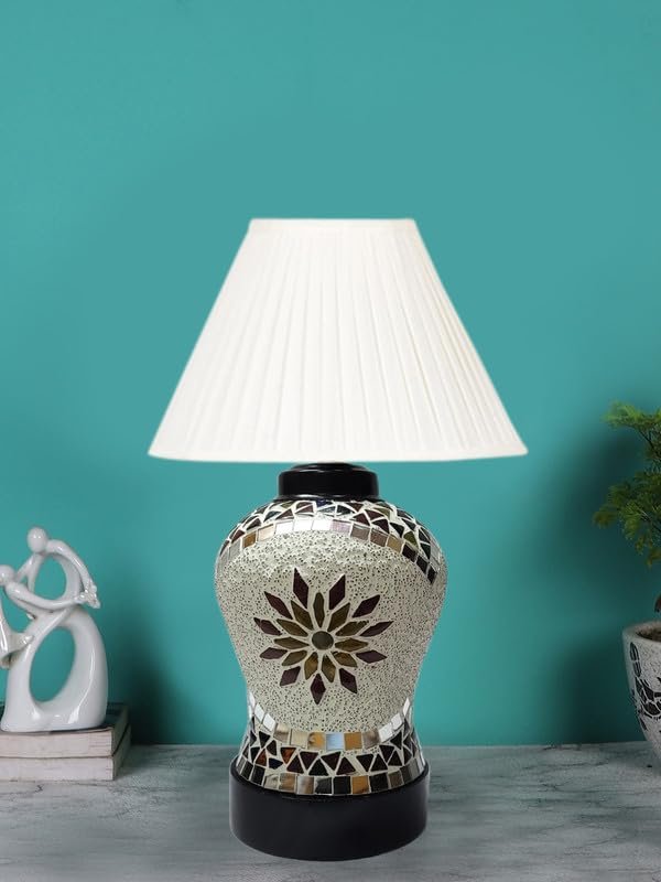 Multicolor Table Lamp | Artistic Mosaic Glass with Sturdy Wood Base | Decorative Ambient Light for Home D�cor | Perfect Blend of Modern & Traditional Style - Model DDG71