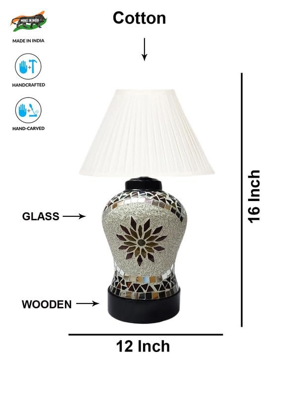 Multicolor Table Lamp | Artistic Mosaic Glass with Sturdy Wood Base | Decorative Ambient Light for Home D�cor | Perfect Blend of Modern & Traditional Style - Model DDG71
