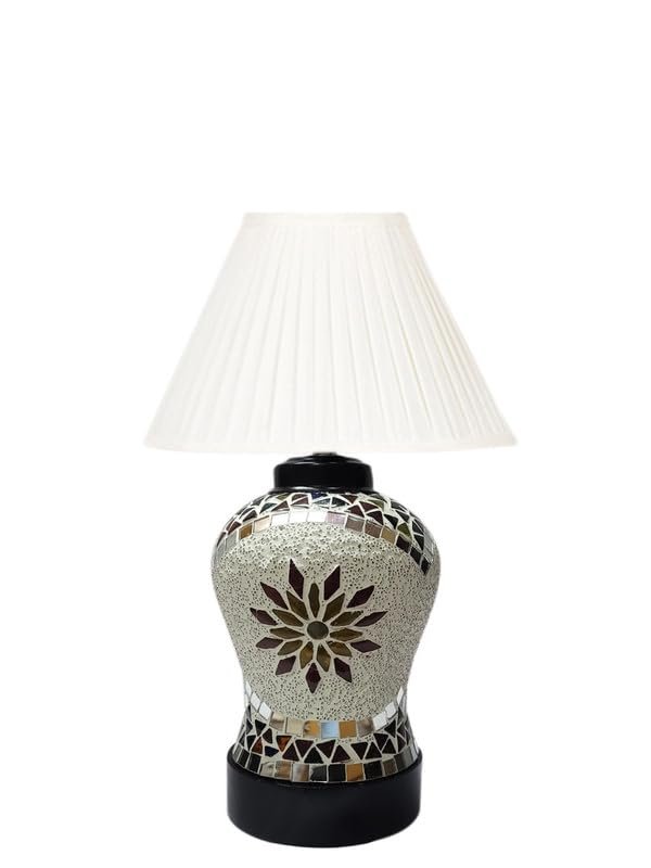 Multicolor Table Lamp | Artistic Mosaic Glass with Sturdy Wood Base | Decorative Ambient Light for Home D�cor | Perfect Blend of Modern & Traditional Style - Model DDG71