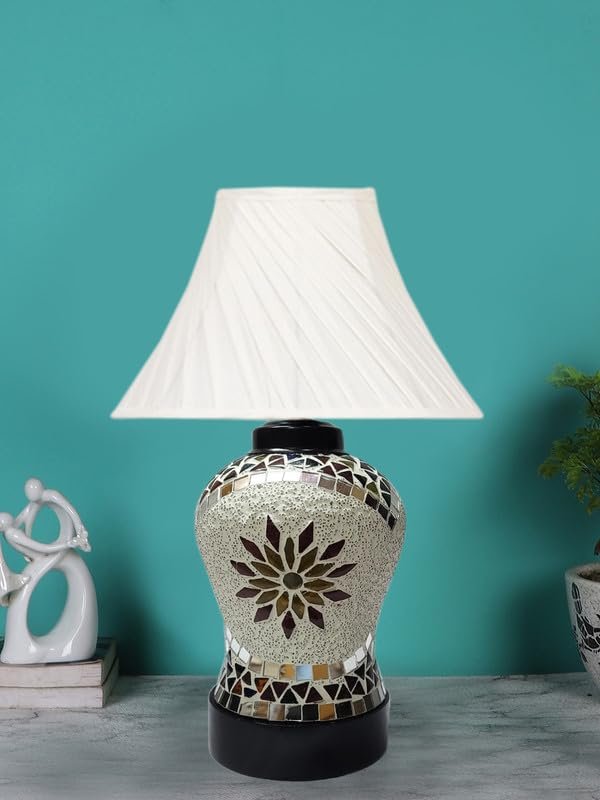 Multicolor Table Lamp | Artistic Mosaic Glass with Sturdy Wood Base | Decorative Ambient Light for Home D�cor | Perfect Blend of Modern & Traditional Style - Model DDG72