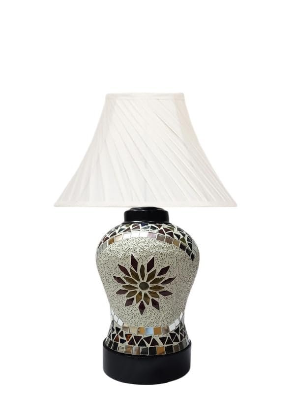 Multicolor Table Lamp | Artistic Mosaic Glass with Sturdy Wood Base | Decorative Ambient Light for Home D�cor | Perfect Blend of Modern & Traditional Style - Model DDG72
