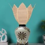 Multicolor Table Lamp | Artistic Mosaic Glass with Sturdy Wood Base | Decorative Ambient Light for Home D�cor | Perfect Blend of Modern & Traditional Style – Model DDG74