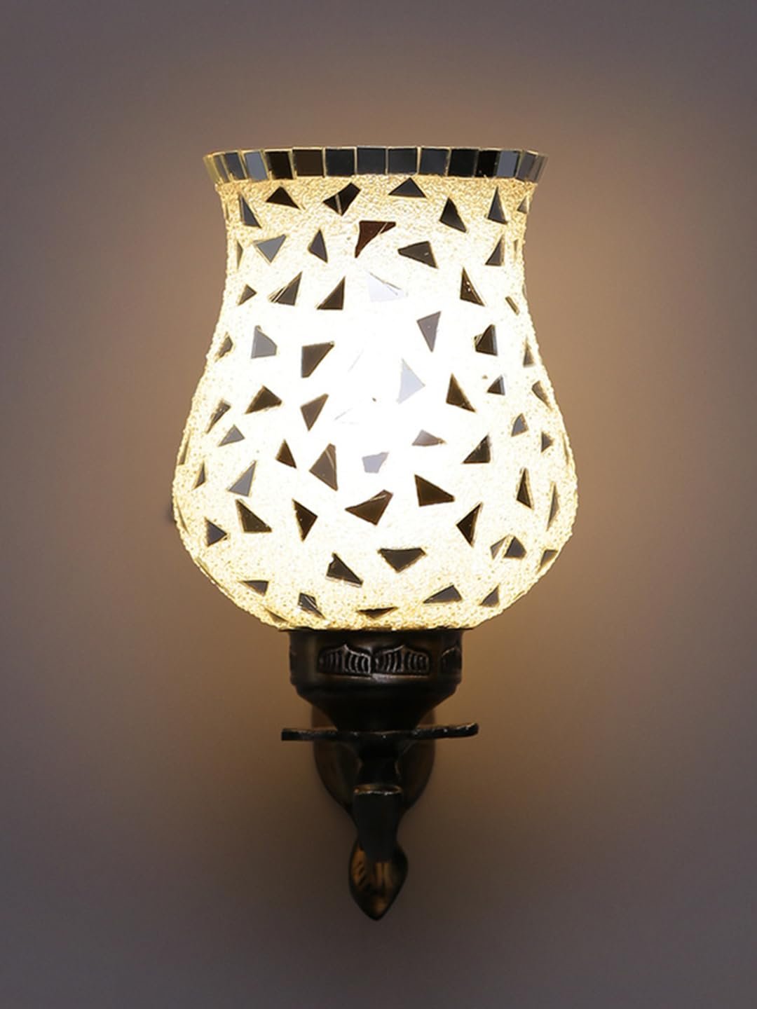 Antique Metal Wall Lamp with Multicolor Mosaic Glass -A(8.8x4.5x11)